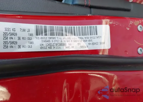 2015 Dodge Durango R/T из США, поврежденный, VIN 1C4SDJCT9FC885802